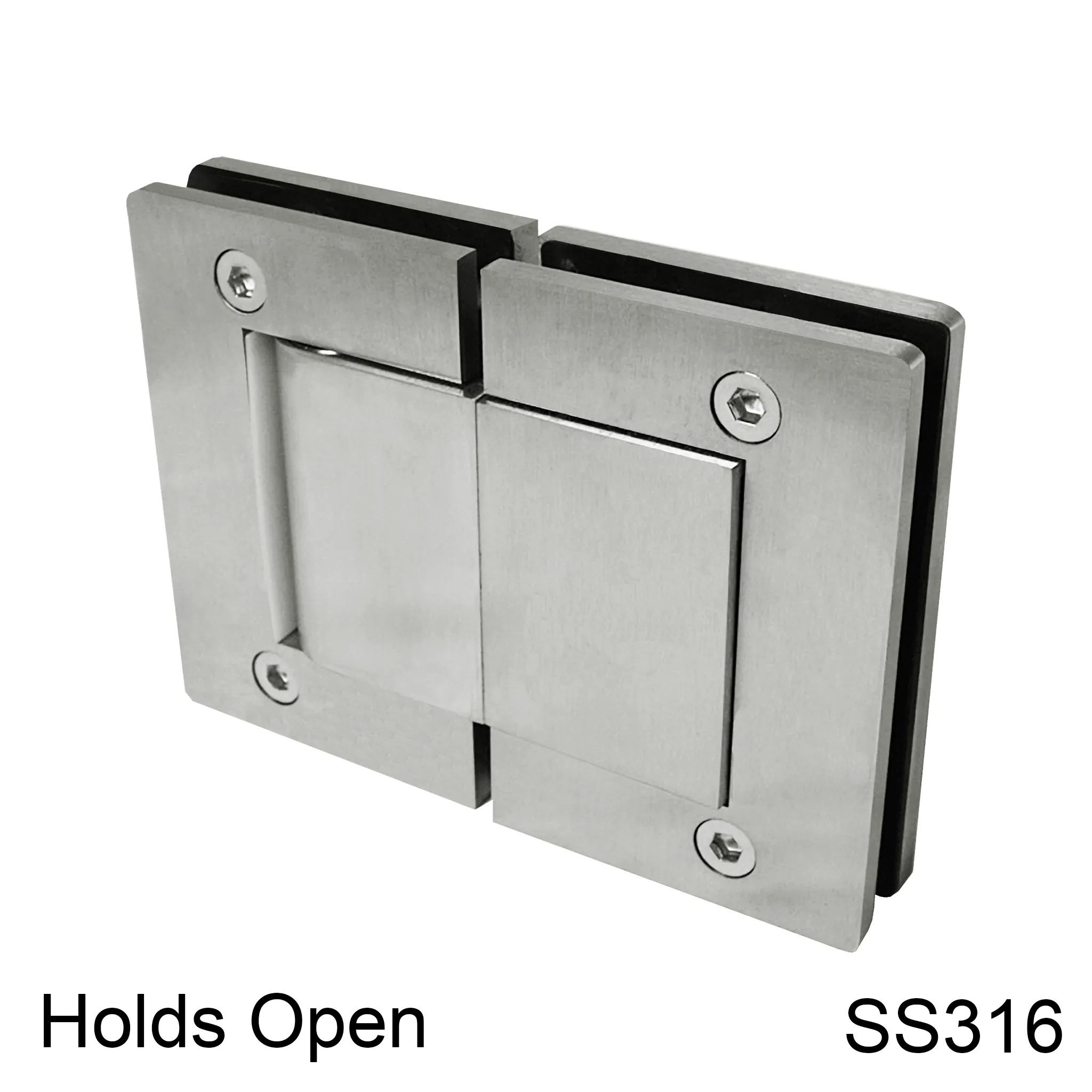 Hulk Hydraulic Hinge - 180° Glass to Glass - HO - Box of 2 - SS316 (BS, PS, MBL)