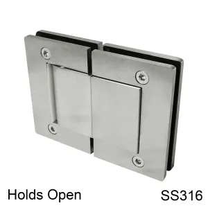 Hulk Hydraulic Hinge - 180° Glass to Glass - HO - Box of 2 - SS316 (BS, PS, MBL)