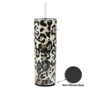 Ice Shaker 20oz Skinny Steel Tumbler With Straw - Leopard