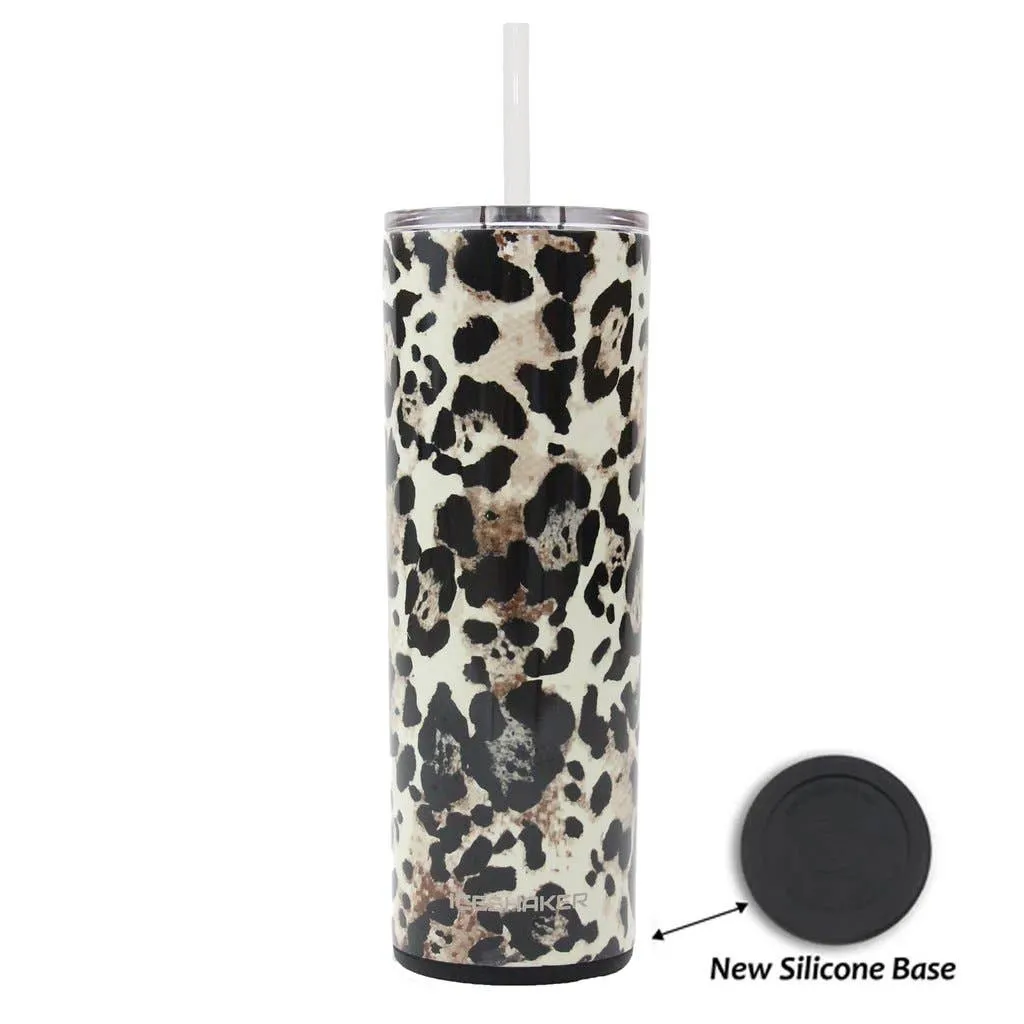 Ice Shaker 20oz Skinny Steel Tumbler With Straw - Leopard