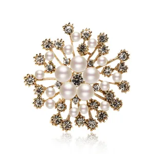 Imitation Pearls Rhinestones Crystal Wedding Brooch Pin Jewelry