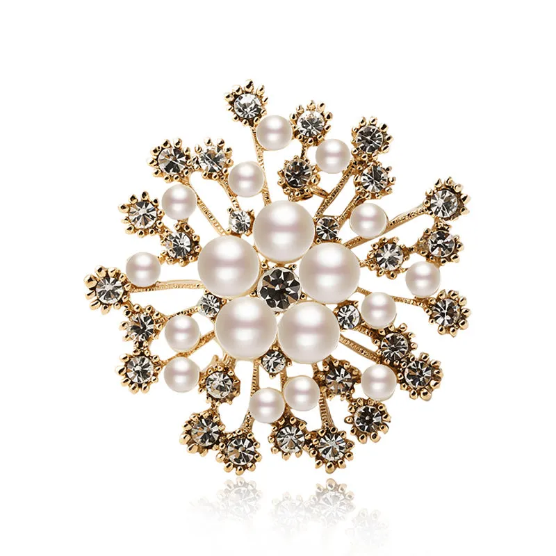 Imitation Pearls Rhinestones Crystal Wedding Brooch Pin Jewelry