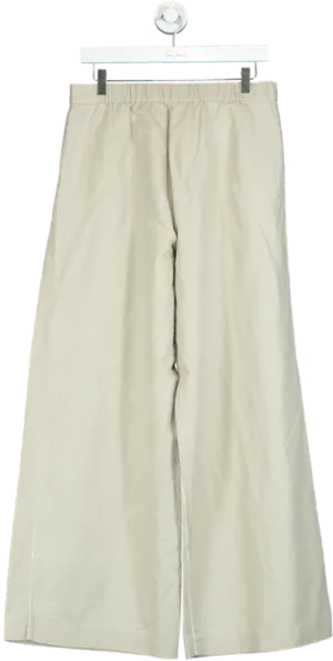 J. McLaughlin Beige Wide-Leg Linen Trousers UK 6