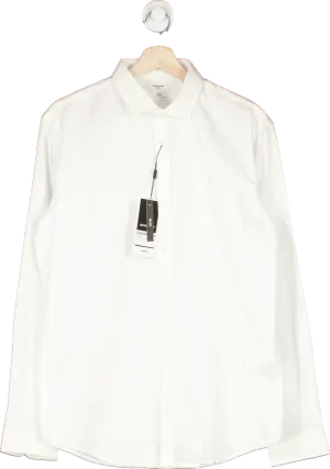 Jack & Jones White Slim Fit Cardiff Shirt L/S UK L