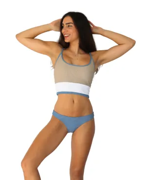 Jessie Hybrid Top - Stormy/Sand Colorblock