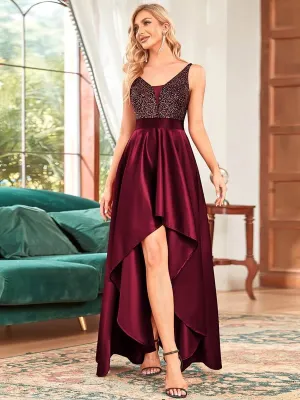 Jill decorated satin high low burgundy ball dress s8 Express NZ wide