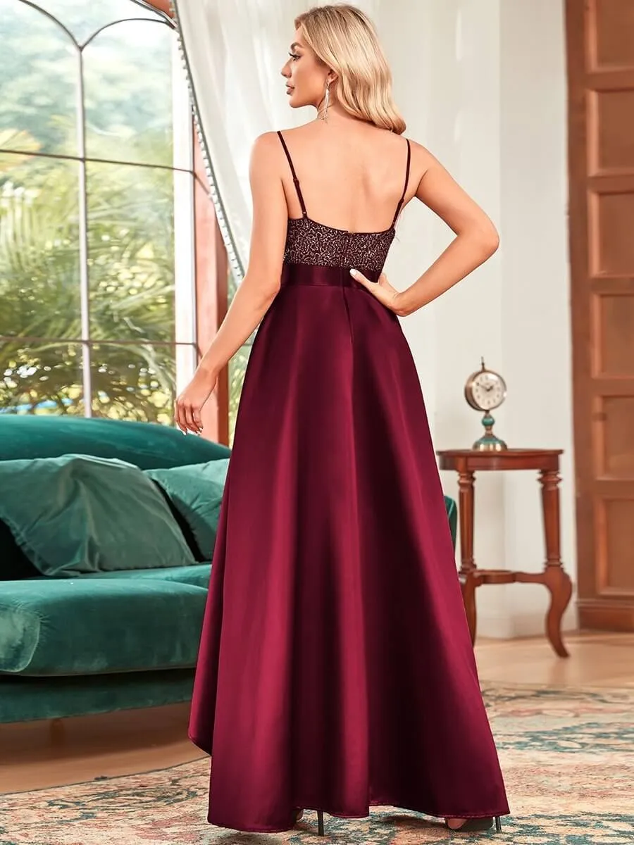 Jill decorated satin high low burgundy ball dress s8 Express NZ wide