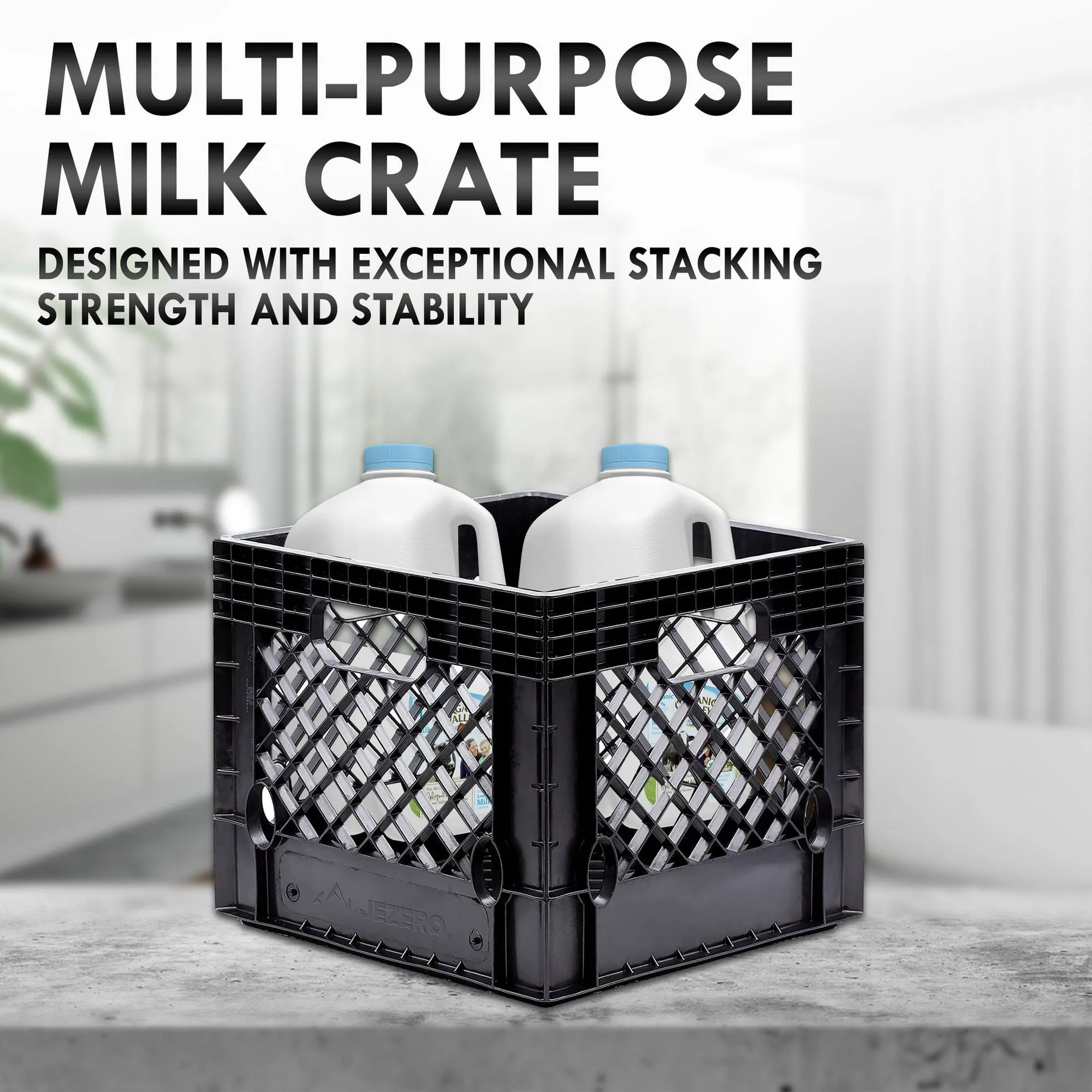 Juggernaut Storage 16QT Heavy-Duty Plastic Square Milk Crate Black - new
