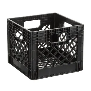 Juggernaut Storage 16QT Heavy-Duty Plastic Square Milk Crate Black - new