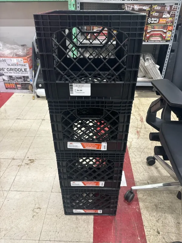 Juggernaut Storage 16QT Heavy-Duty Plastic Square Milk Crate Black - new