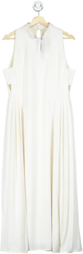 Karen Millen Ivory Soft Tailored Pleated Panel Midaxi Dress UK 12