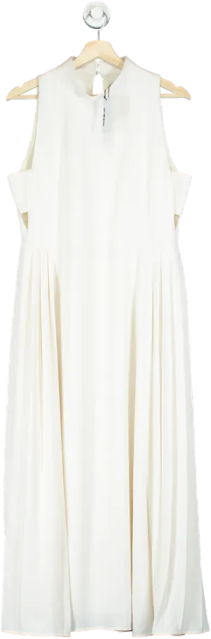 Karen Millen Ivory Soft Tailored Pleated Panel Midaxi Dress UK 12