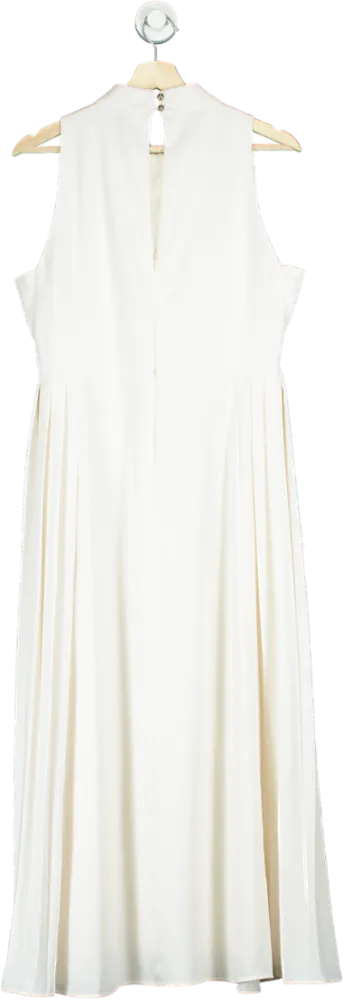 Karen Millen Ivory Soft Tailored Pleated Panel Midaxi Dress UK 12