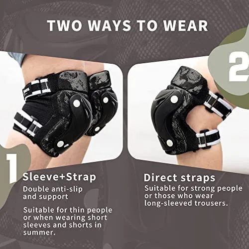 Knee Pads for Kids Wrist Guards Knee and Elbow Pads with Gift Box for Girls Boys, 7 in 1 Protective Gear Set in Skateboarding Biking Roller Skating Cycling