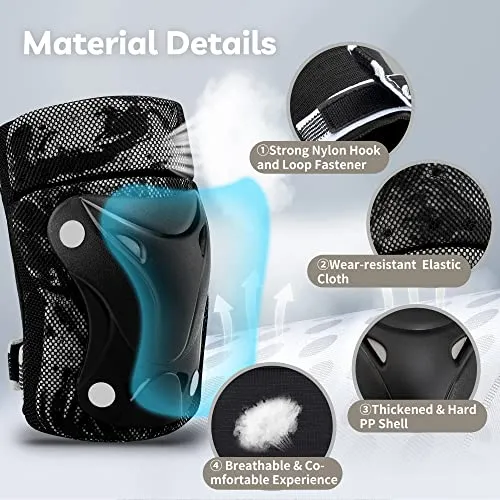 Knee Pads for Kids Wrist Guards Knee and Elbow Pads with Gift Box for Girls Boys, 7 in 1 Protective Gear Set in Skateboarding Biking Roller Skating Cycling