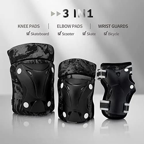 Knee Pads for Kids Wrist Guards Knee and Elbow Pads with Gift Box for Girls Boys, 7 in 1 Protective Gear Set in Skateboarding Biking Roller Skating Cycling