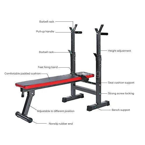 KOBO ADJUSTABLE HOME GYM WEIGHT BENCH PRESS EXERCISE EQUIPMENT SEAT SQUAT STAND DIP