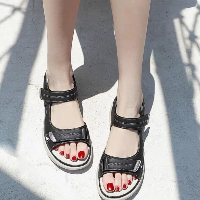 Leather Sandals Light Sports Women's Summer All-match Velcro Platform Shoes