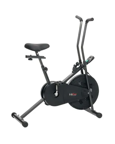 Life Line Fitness LE-102 Air Bike Exercise Indoor Cycle with Stationary Handles, Vertically and Horizontally Adjustable Seat, Adjustable Resistance, LCD Display (Maximum User Weight 100kg)