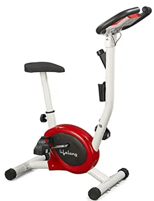 Lifelong LLF108 FitPro Stationary Exercise Belt Bike for Weight Loss at Home with Display and Resistance Control, White (Free Home Installation)
