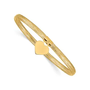 Lightweight Heart Charm Stretchable Bangle Bracelet (14K)