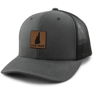 Live Free New Hampshire Leather Patch Classic Snapback Trucker