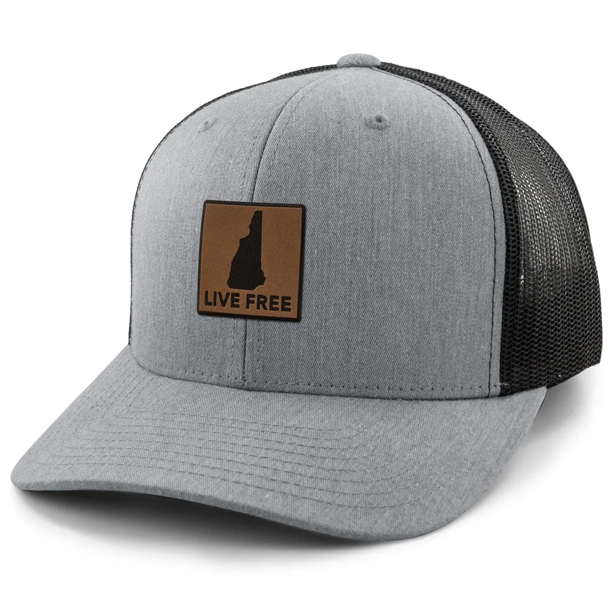 Live Free New Hampshire Leather Patch Classic Snapback Trucker