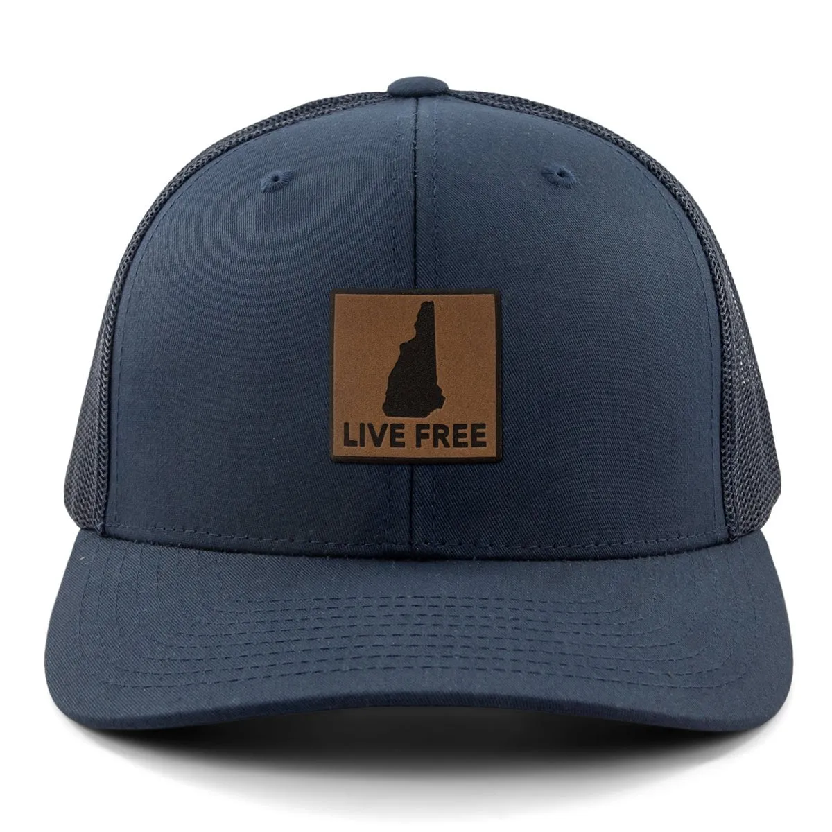 Live Free New Hampshire Leather Patch Classic Snapback Trucker