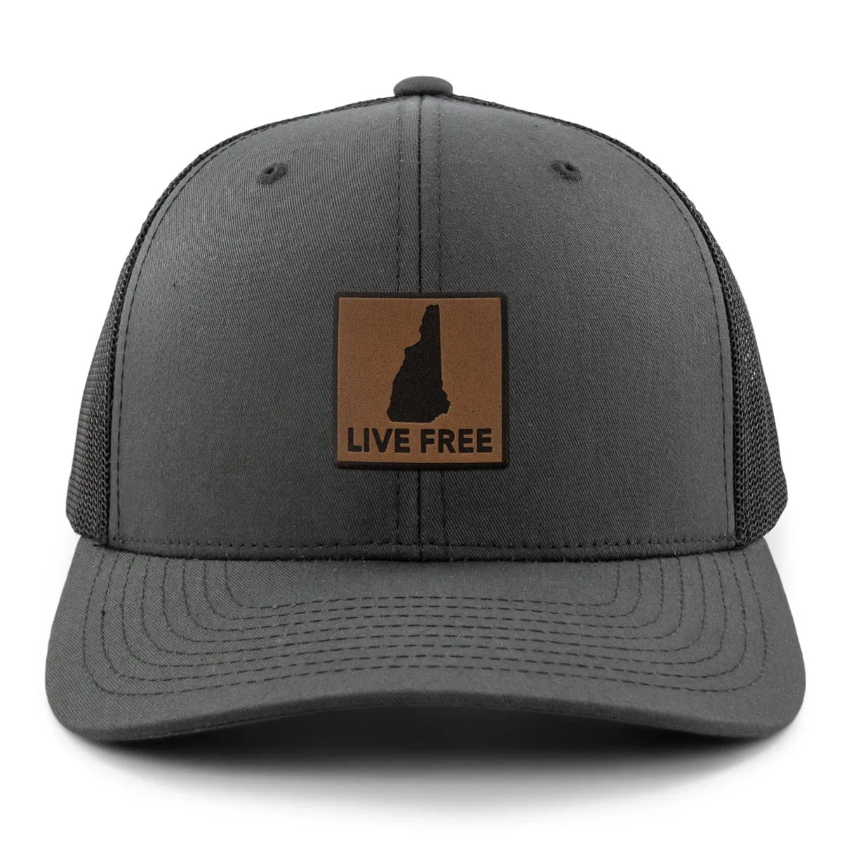 Live Free New Hampshire Leather Patch Classic Snapback Trucker
