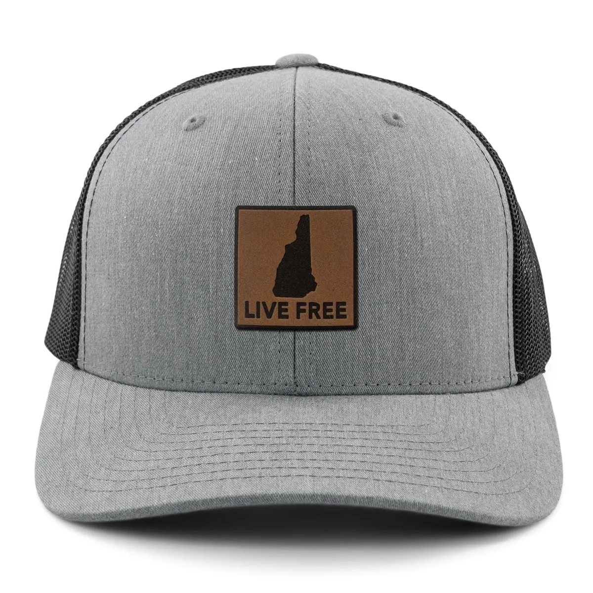 Live Free New Hampshire Leather Patch Classic Snapback Trucker