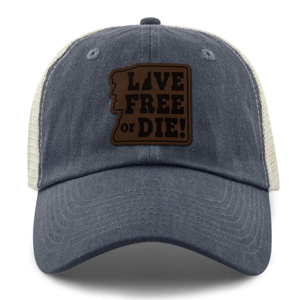 Live Free or Die Leather Patch Relaxed Trucker