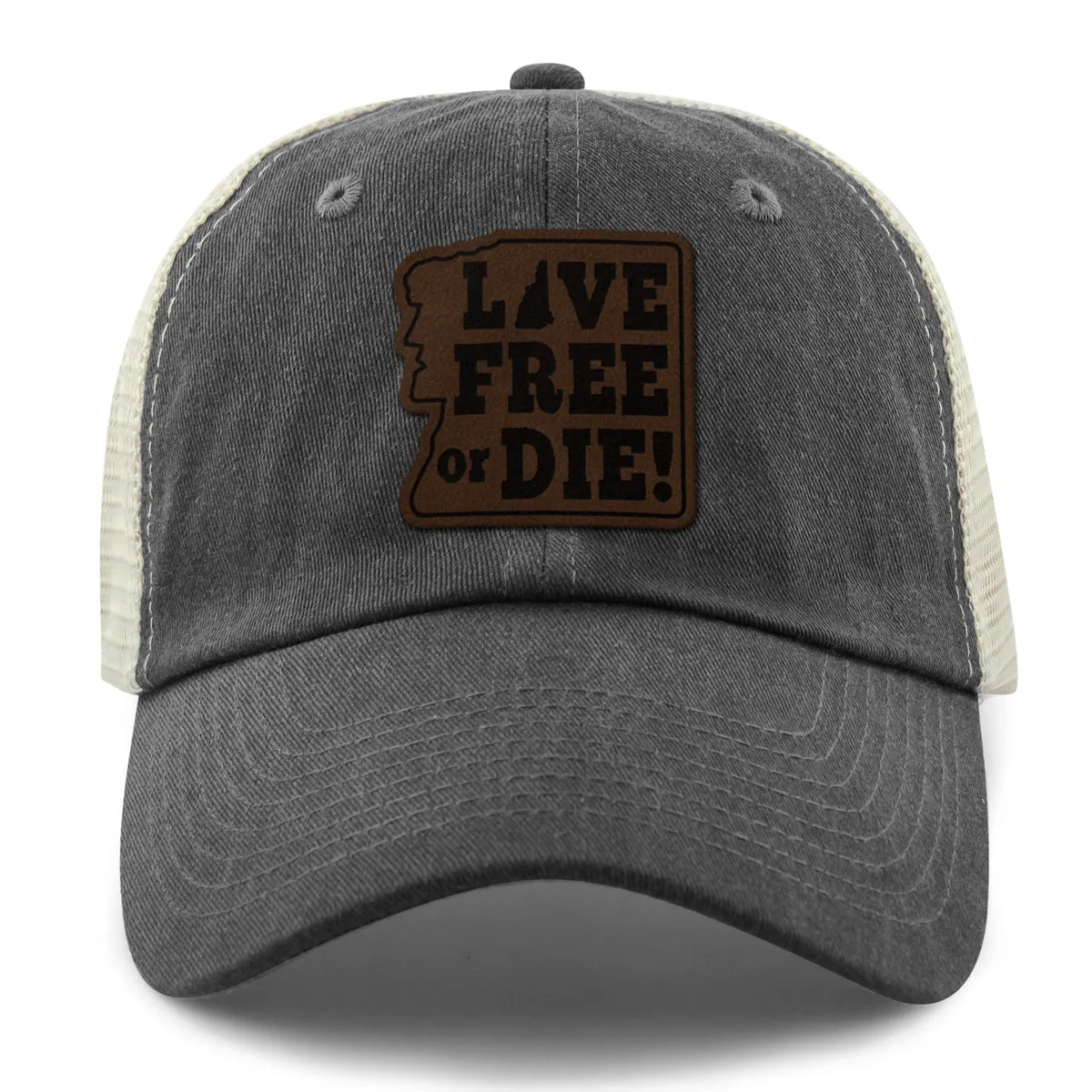 Live Free or Die Leather Patch Relaxed Trucker