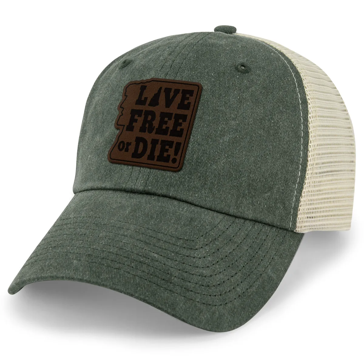 Live Free or Die Leather Patch Relaxed Trucker
