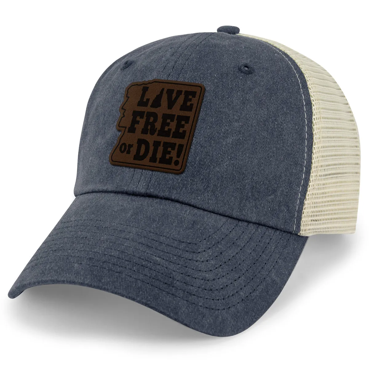 Live Free or Die Leather Patch Relaxed Trucker