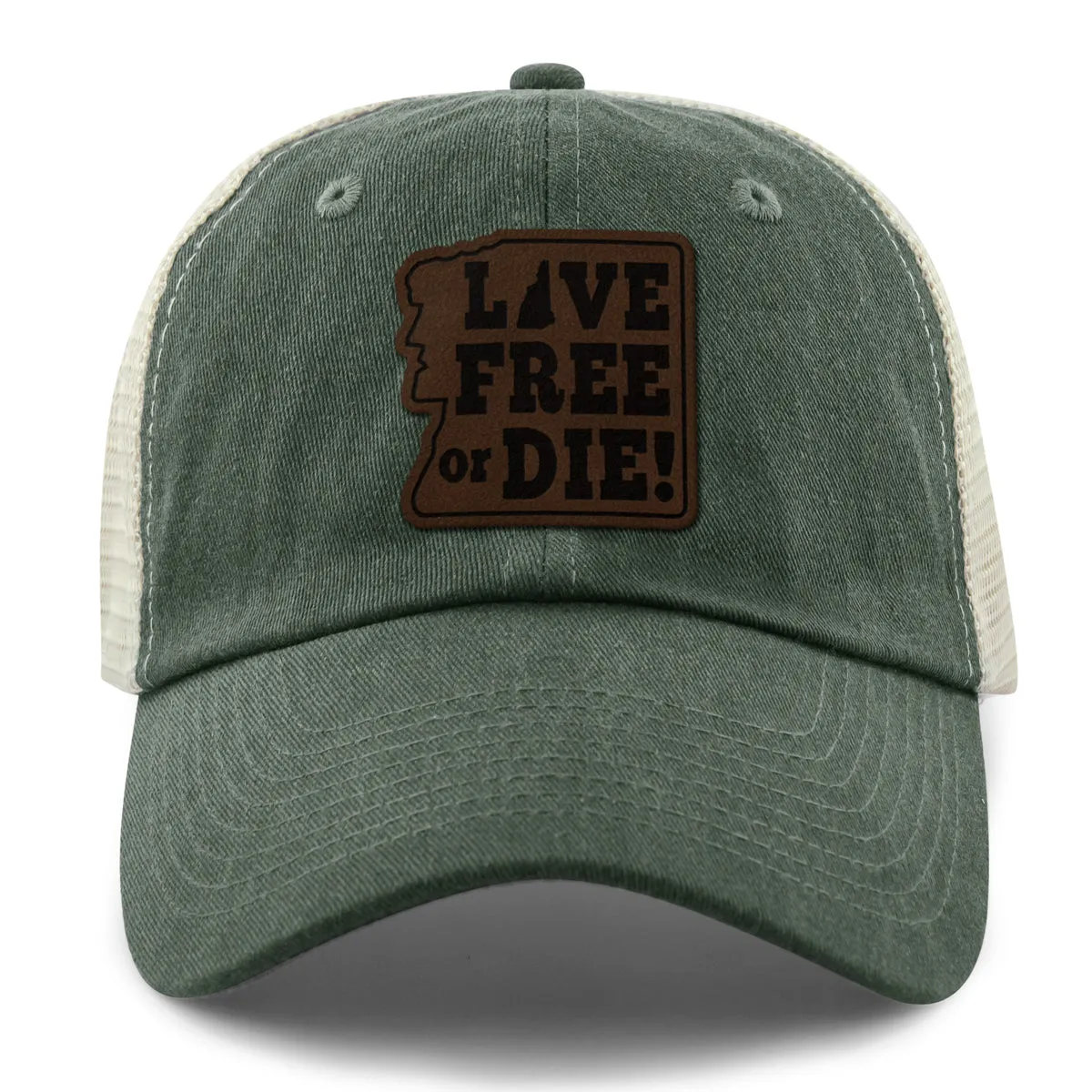 Live Free or Die Leather Patch Relaxed Trucker