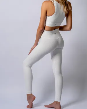 LuxeLift Ribbed White Leggings