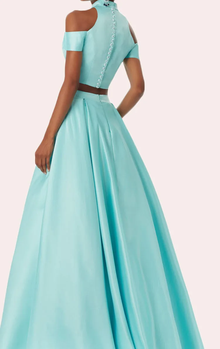 MACloth Two Piece 2017 Pink New Prom Dress Elegant Sky Blue Formal Gown 11035