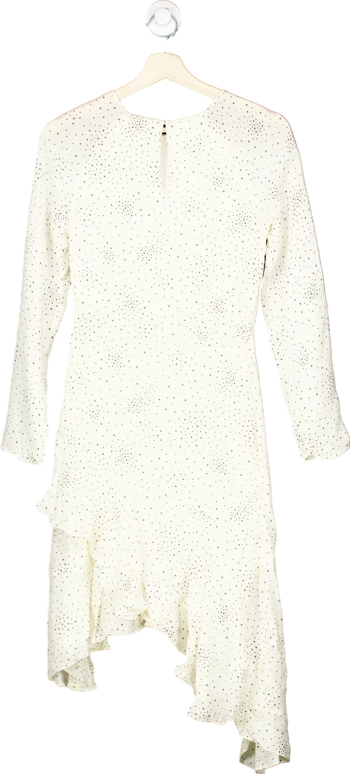 Maje Retro Flowing Dot Print Asymmetrical Hem Dress In Natural EU 36 UK 8