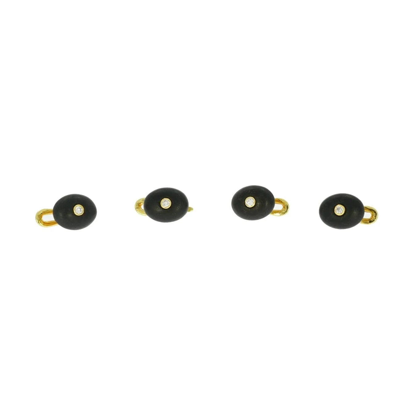 Matted Onyx And Diamond Yellow Gold Formal Dress-Stud Set