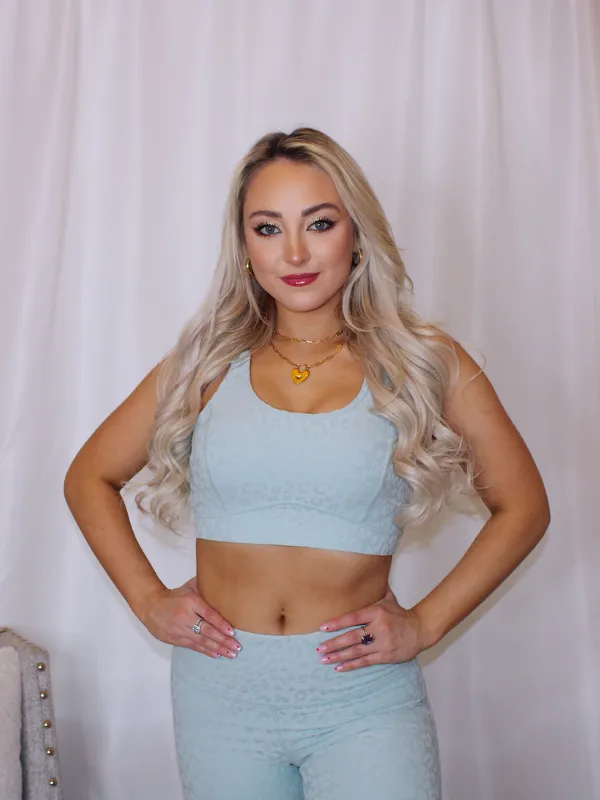 Mint Moves Sports Bra Leopard Textured, Surf Spray