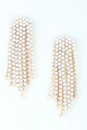Multi Pearl Curtain Drop Earrings