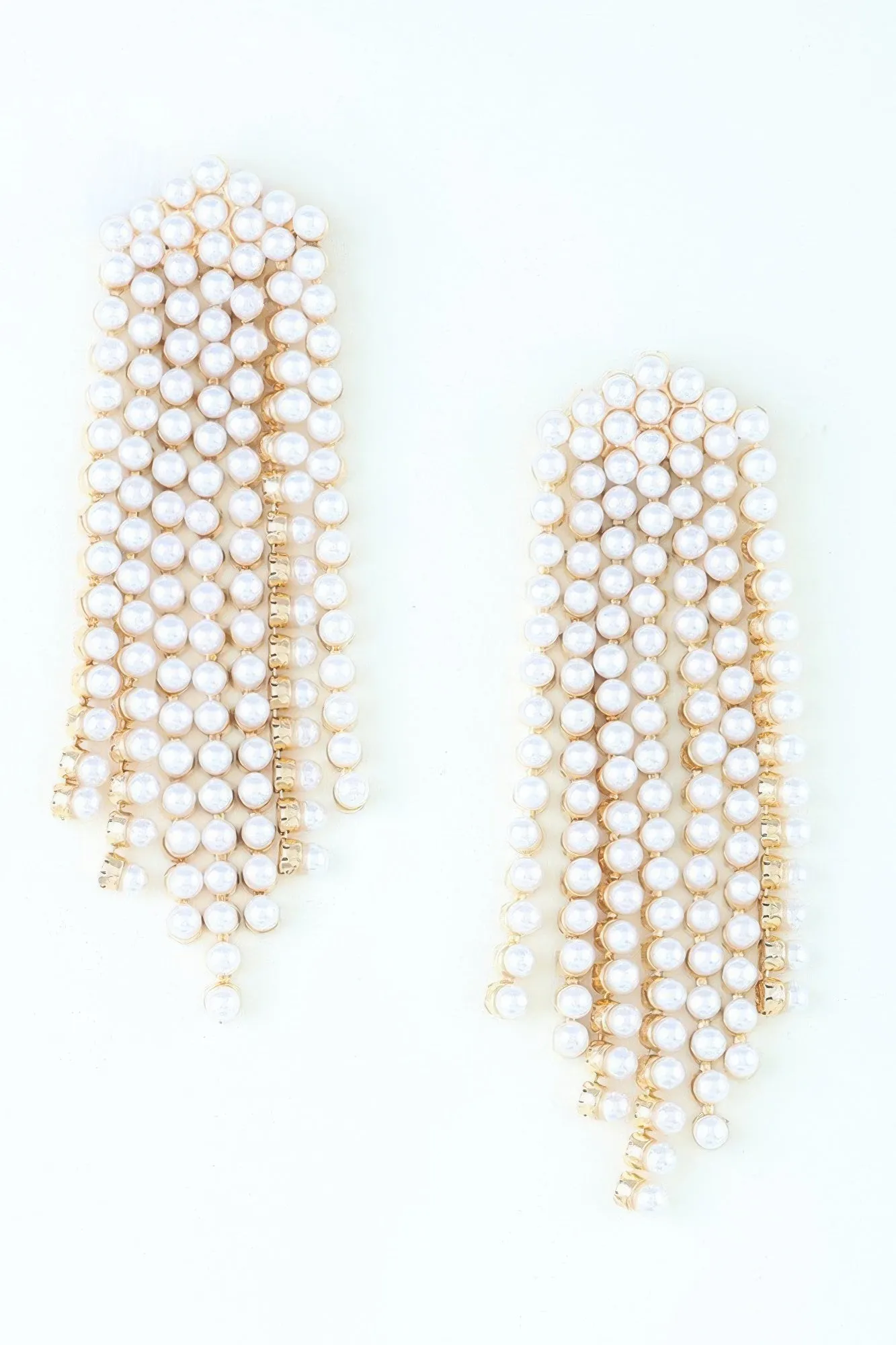 Multi Pearl Curtain Drop Earrings
