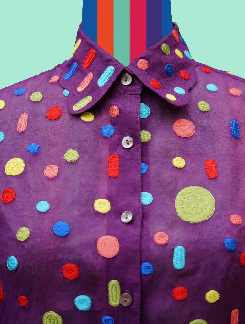 Multicolored Dots and Ovals on Purple