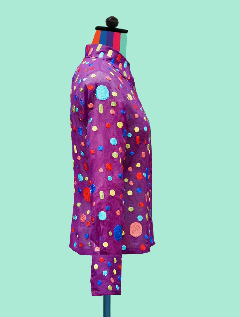 Multicolored Dots and Ovals on Purple