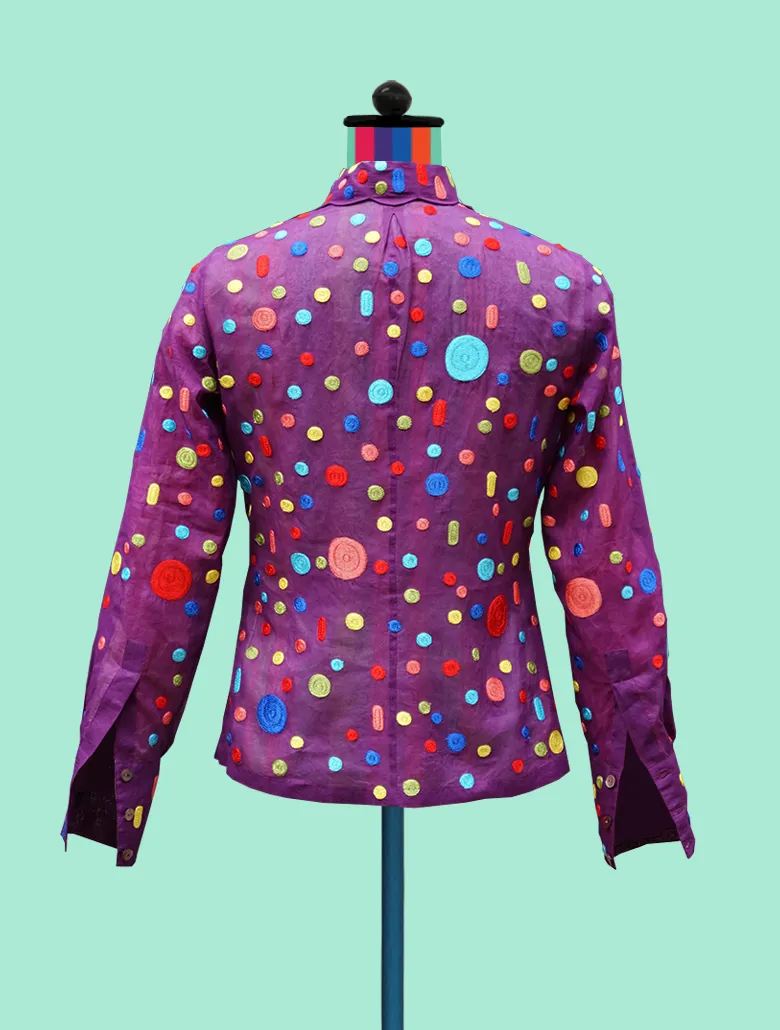 Multicolored Dots and Ovals on Purple