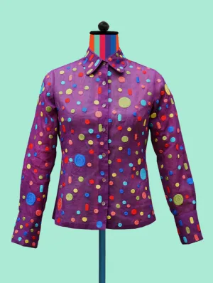 Multicolored Dots and Ovals on Purple