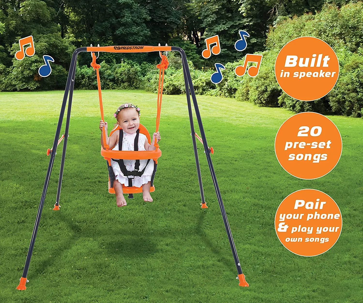 Musical Toddler Swing | Heavy Duty Construction | Folding Baby Swing | 6m - 3 years