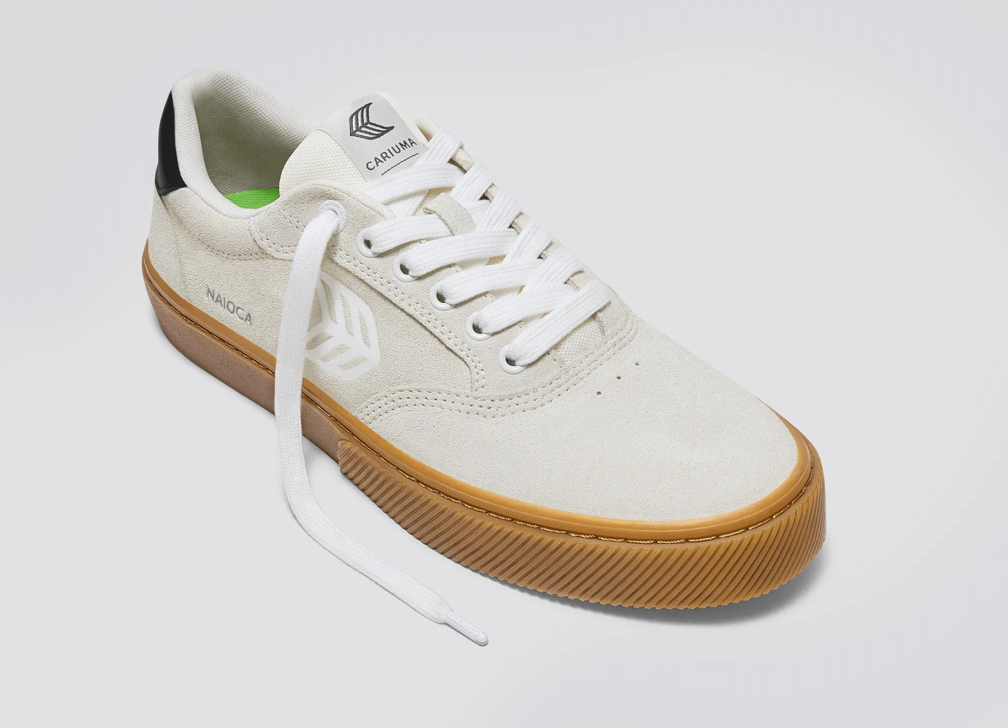 NAIOCA Gum Vintage White Suede Off-White Logo Black Sneaker Men
