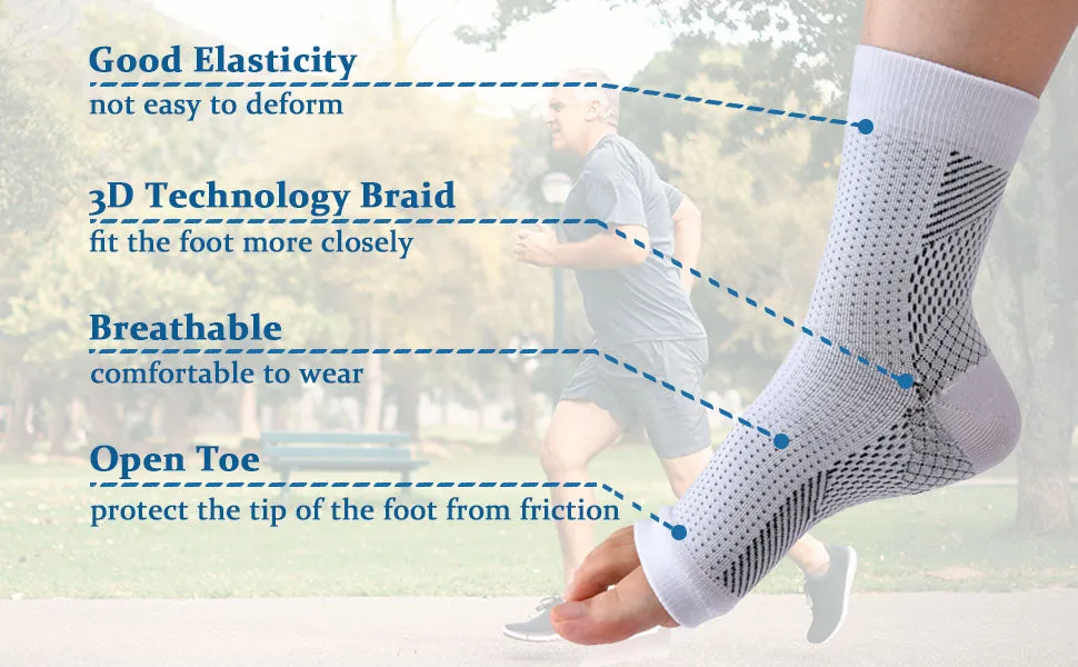 New 1 Pair Neuropathy Socks, Ankle Compression Socks for Women Men, Soothe Relief Compression Socks for Plantar Fasciitis  Black L/XL, Fits Women 7-9, Men 6-8