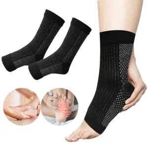 New 1 Pair Neuropathy Socks, Ankle Compression Socks for Women Men, Soothe Relief Compression Socks for Plantar Fasciitis  Black L/XL, Fits Women 7-9, Men 6-8